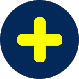 Blue circle with yellow plus sign